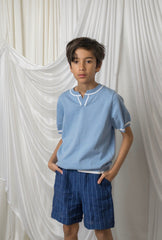 Baxter Blue Cotton Knit Shirt - Petite Maison Kids
