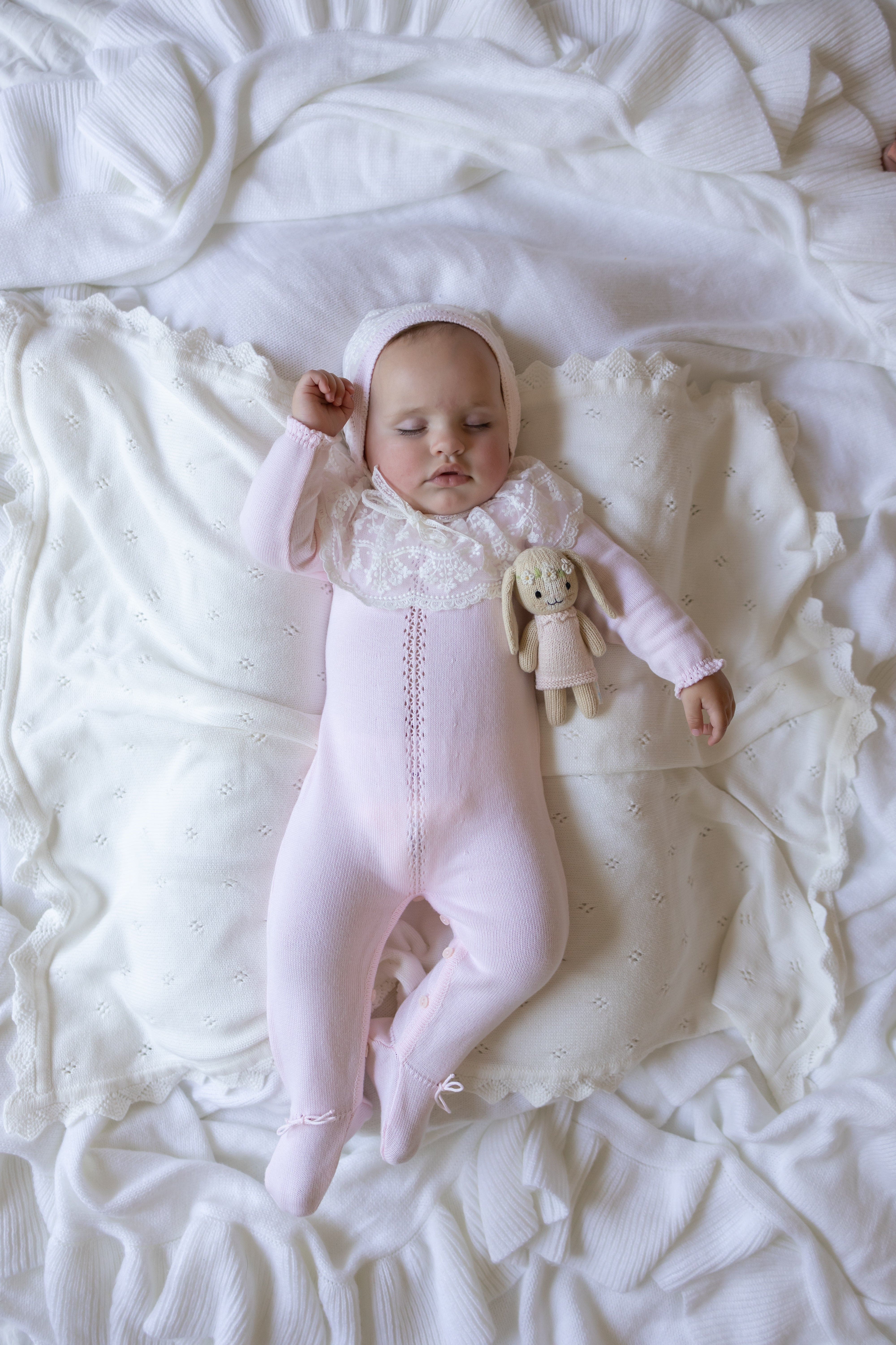 Pink Spanish Lace Knit Babygrow