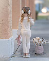 Melody Popsicle Cream Knit Top and Leggings Set