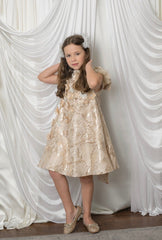 Butterfly Gold Jacquard Ceremony Dress