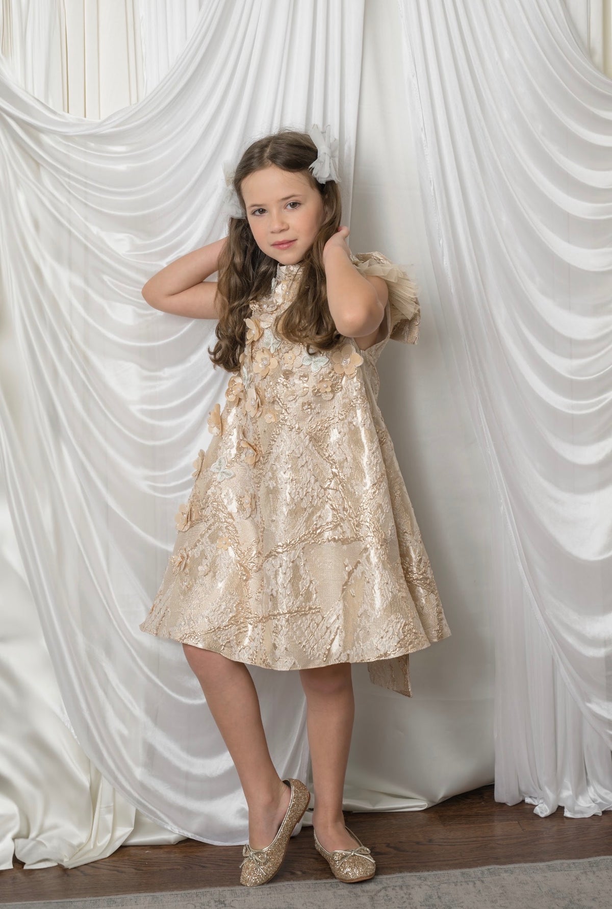 Butterfly Gold Jacquard Ceremony Dress