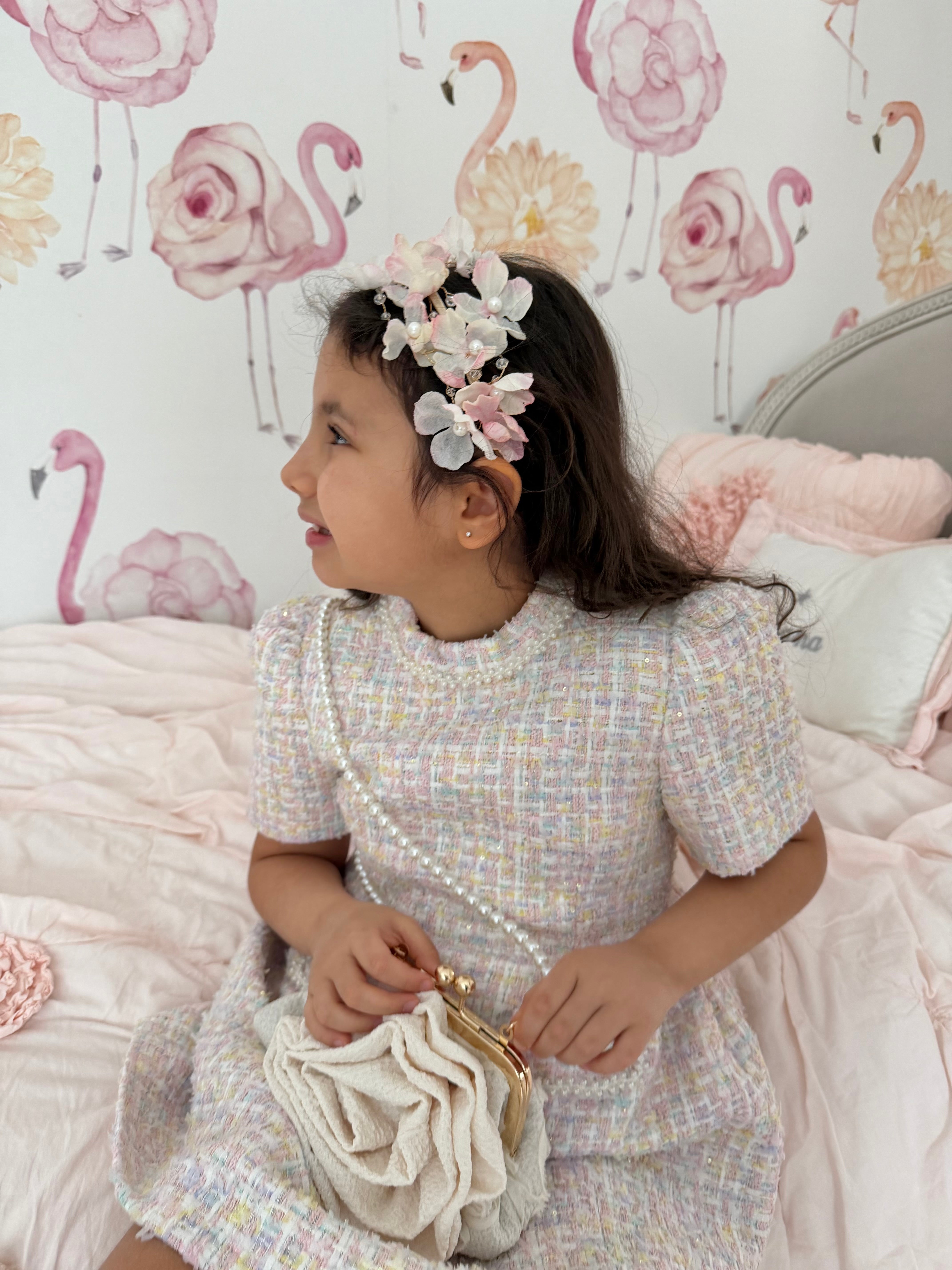 Cherry Blossom Flower Pearl Headband - Petite Maison Kids