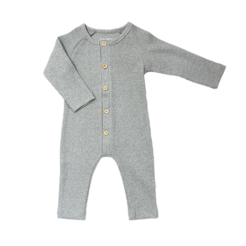 Ribbed Cotton Playsuit - Grey