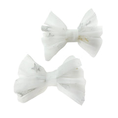 Star Tulle Embroidered Bow Hair Clips