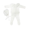 Ivory Three Piece Spanish Knit Baby Set with Lace