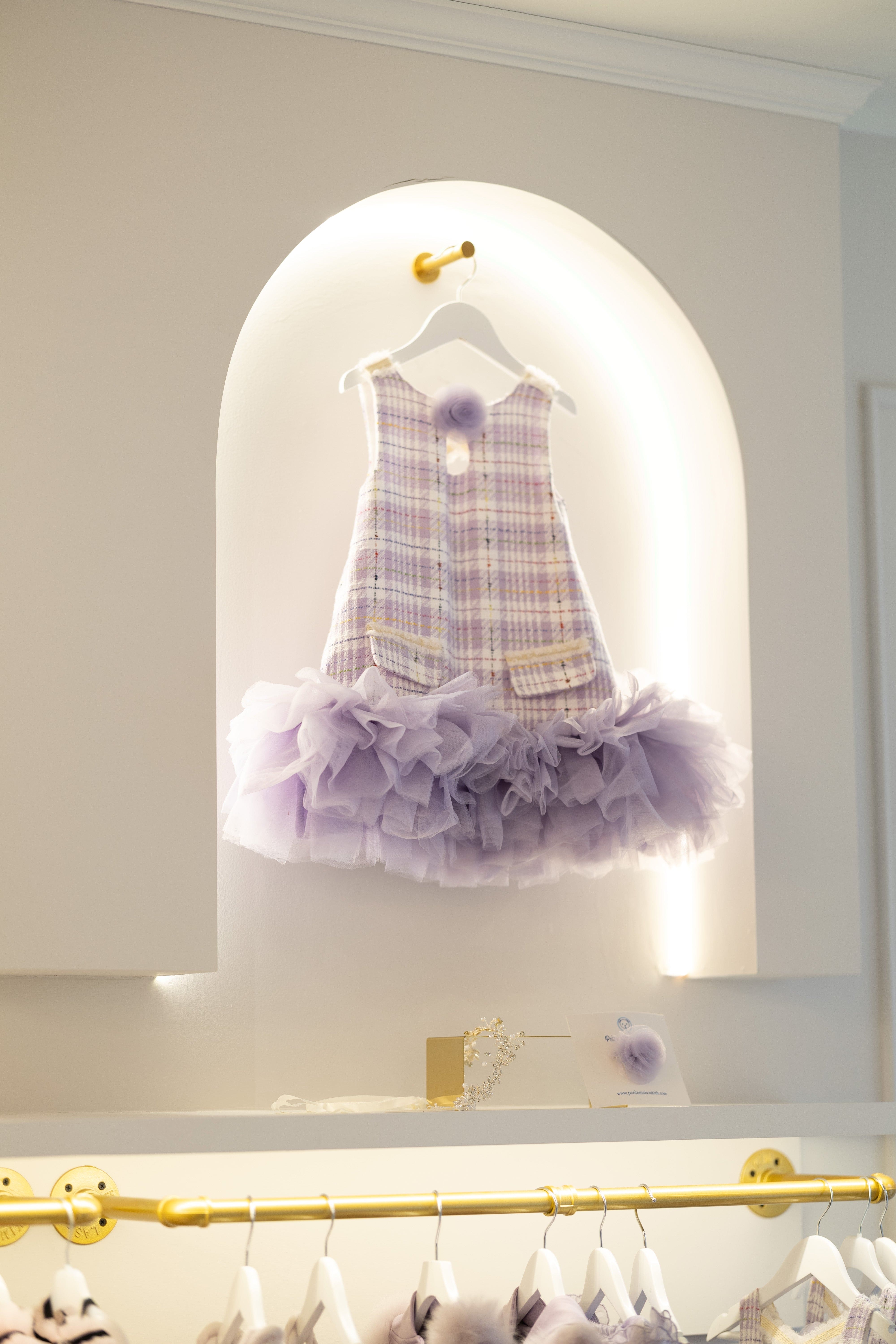 Violet Tweed and Tulle Dress