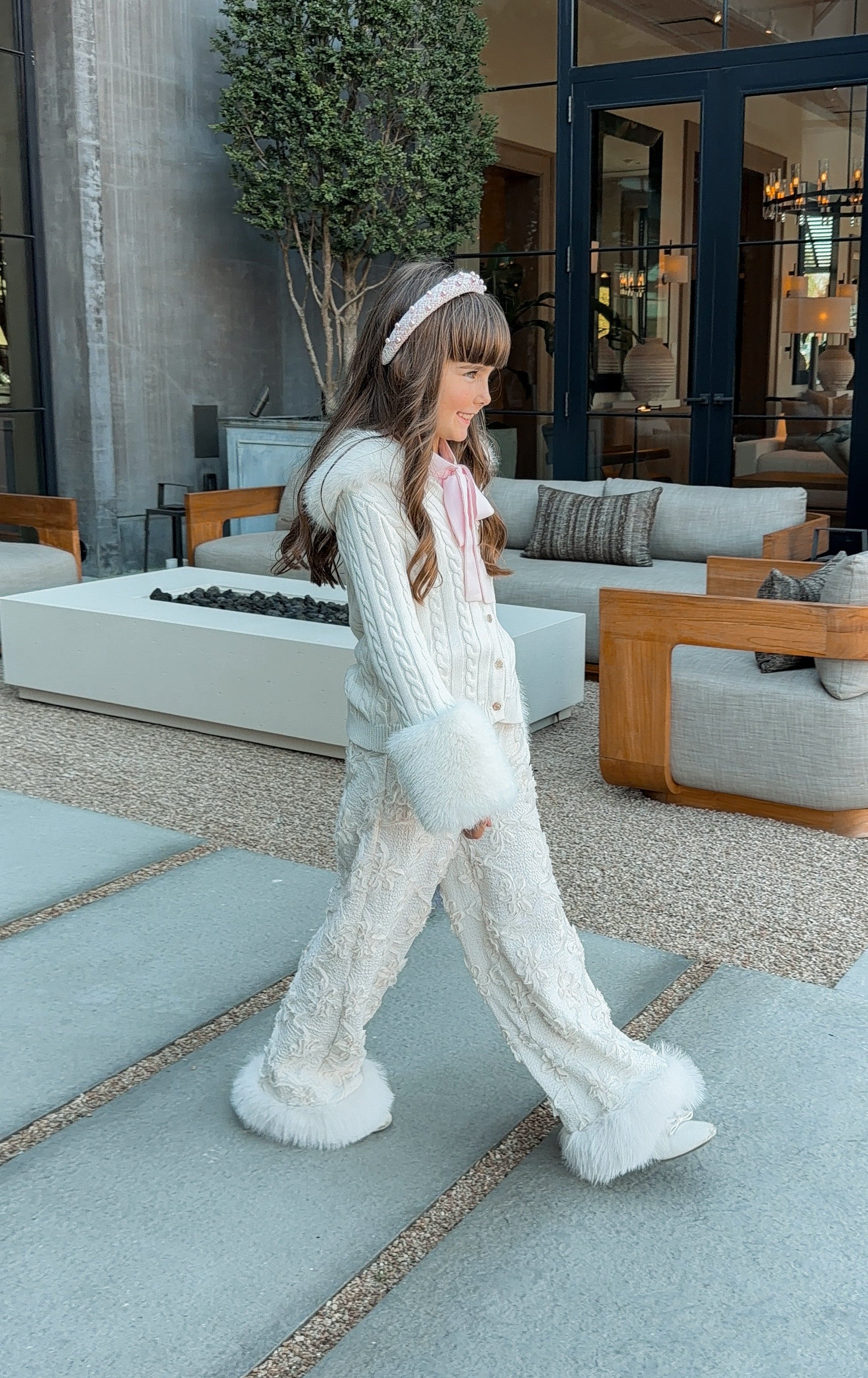 Ava Ivory Flower Wide Leg Pants