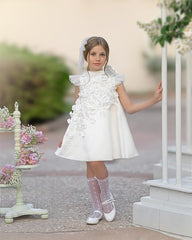 Butterfly White Satin Ceremony Dress - Petite Maison Kids