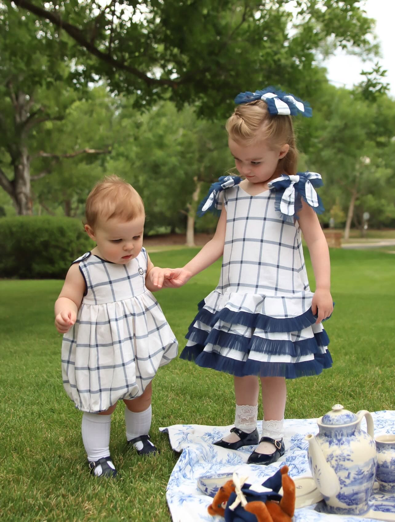 Checkered Linen Baby Boy Romper