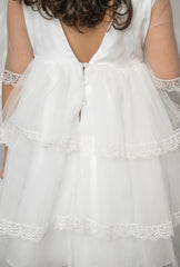 Savannah White Tulle Buckle Dress