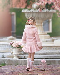 Heather Pink Boucle Pearl Skirt