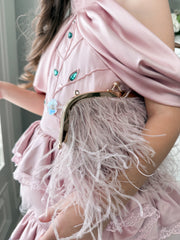 Dusty Pink Feather Handbag