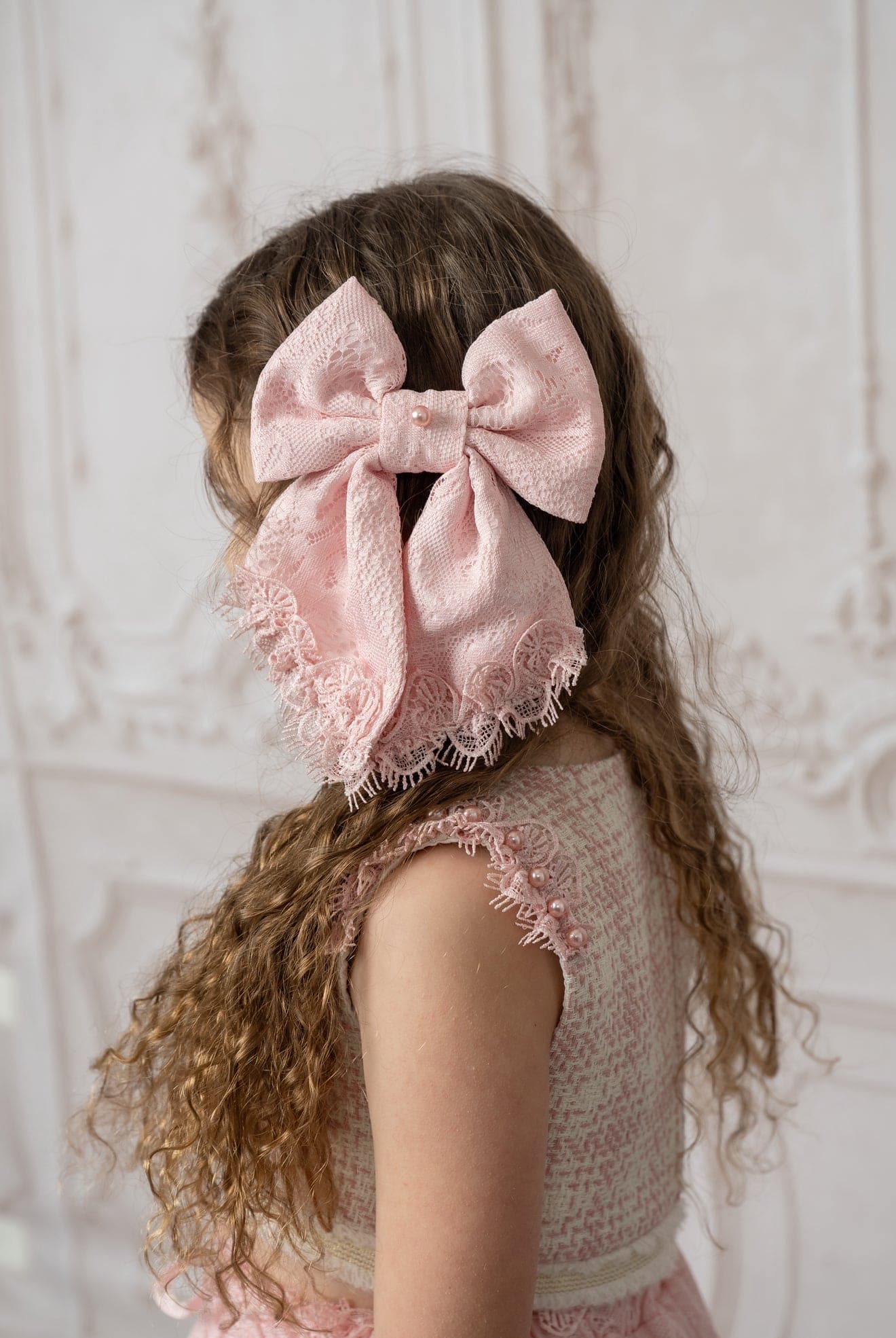 Molly Pink Lace Hair Bow