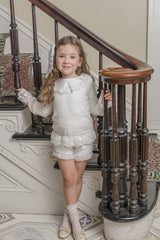 Emma White Cotton and Lace Top and Shorts Set