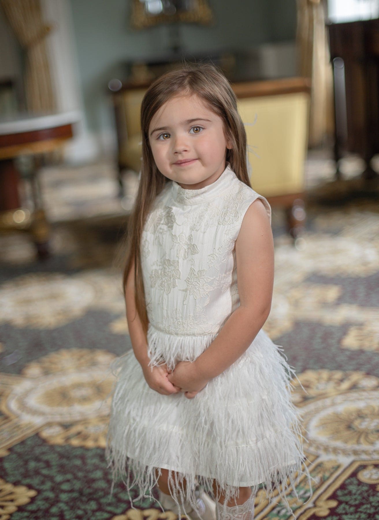 Eliza Ivory Feather Dress