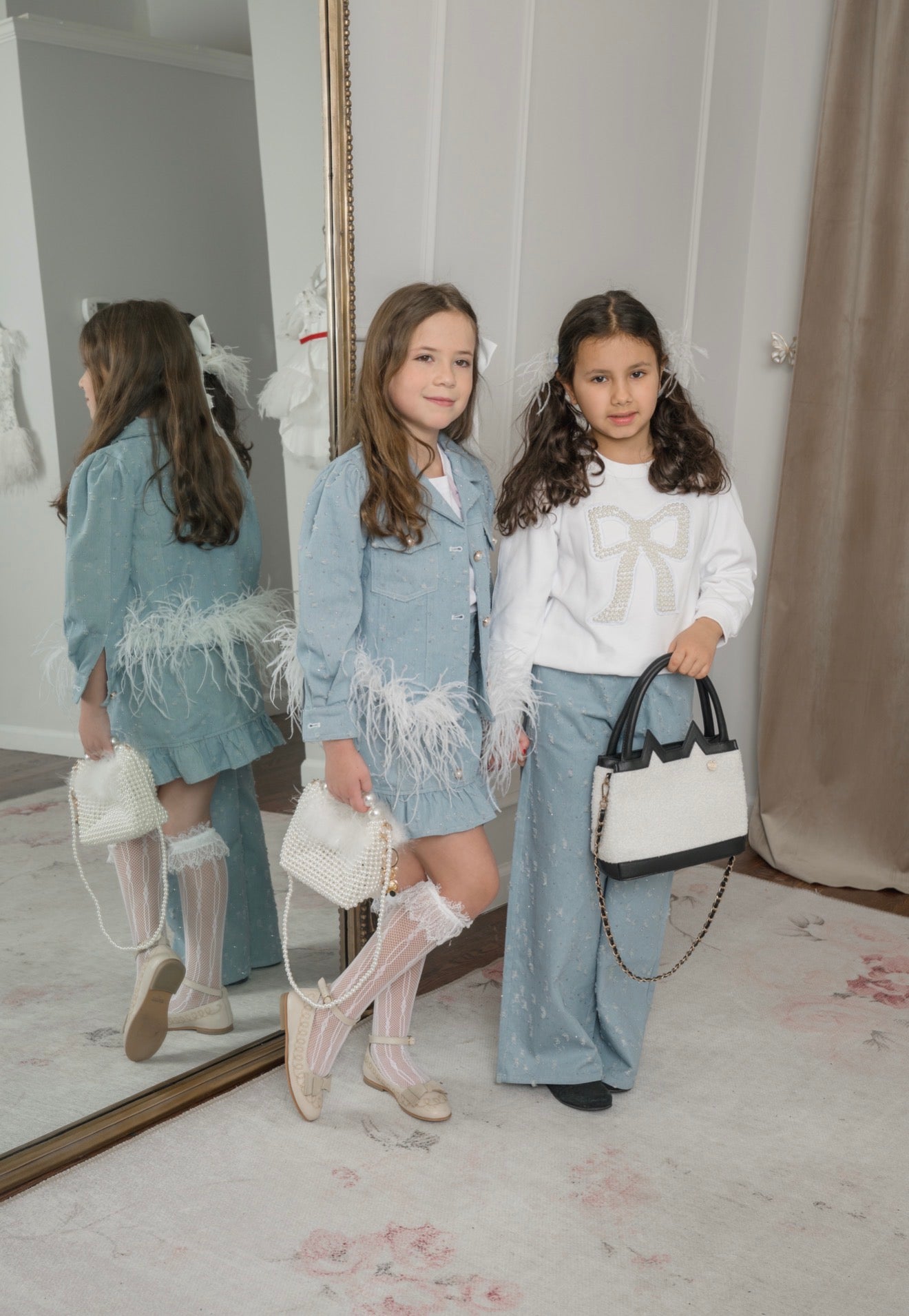 Sparkle Jeans Ostrich Feather Jacket
