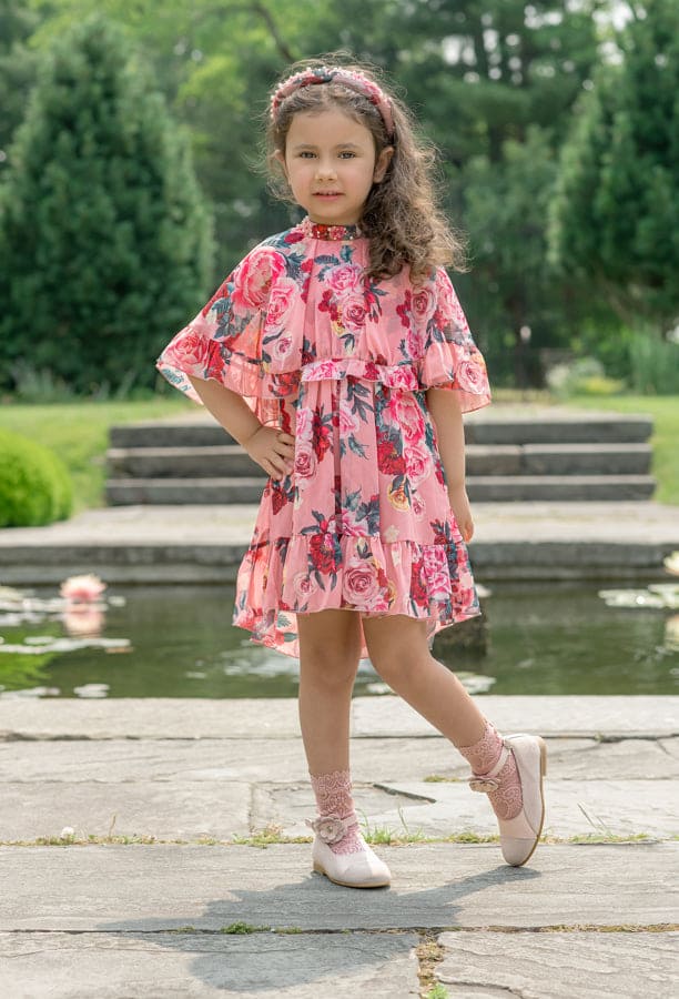 Flora Pink Flower Print Dress