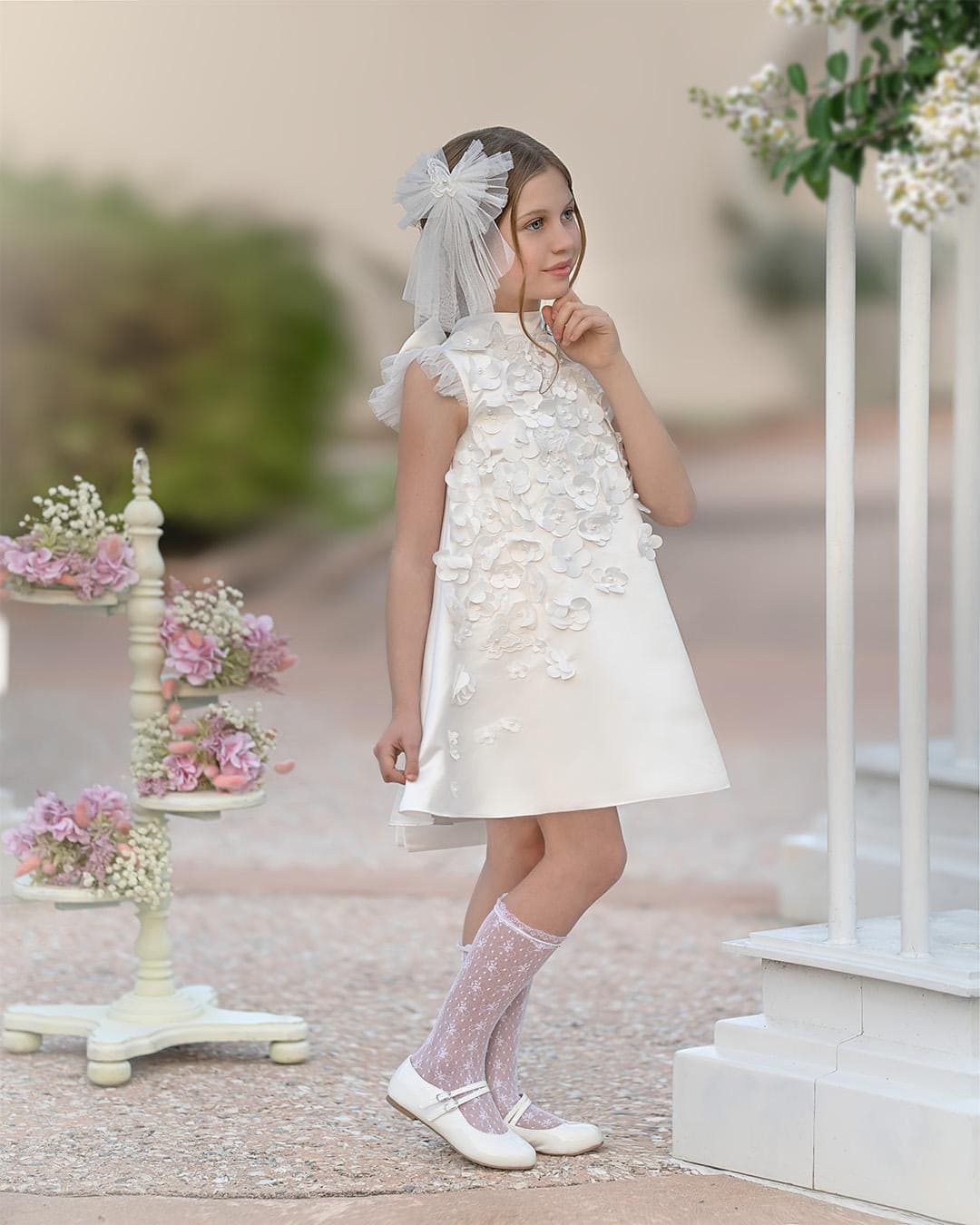 Butterfly White Satin Ceremony Dress - Petite Maison Kids