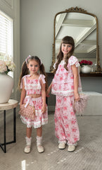 Amelia Pink Flower Print Tank Top - Petite Maison Kids