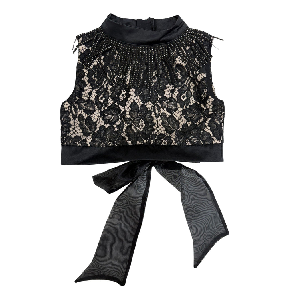 Cowboy Lace Crop Top with Fringe & Organza Bow