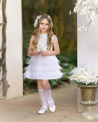 Eliza Ivory Feather Dress