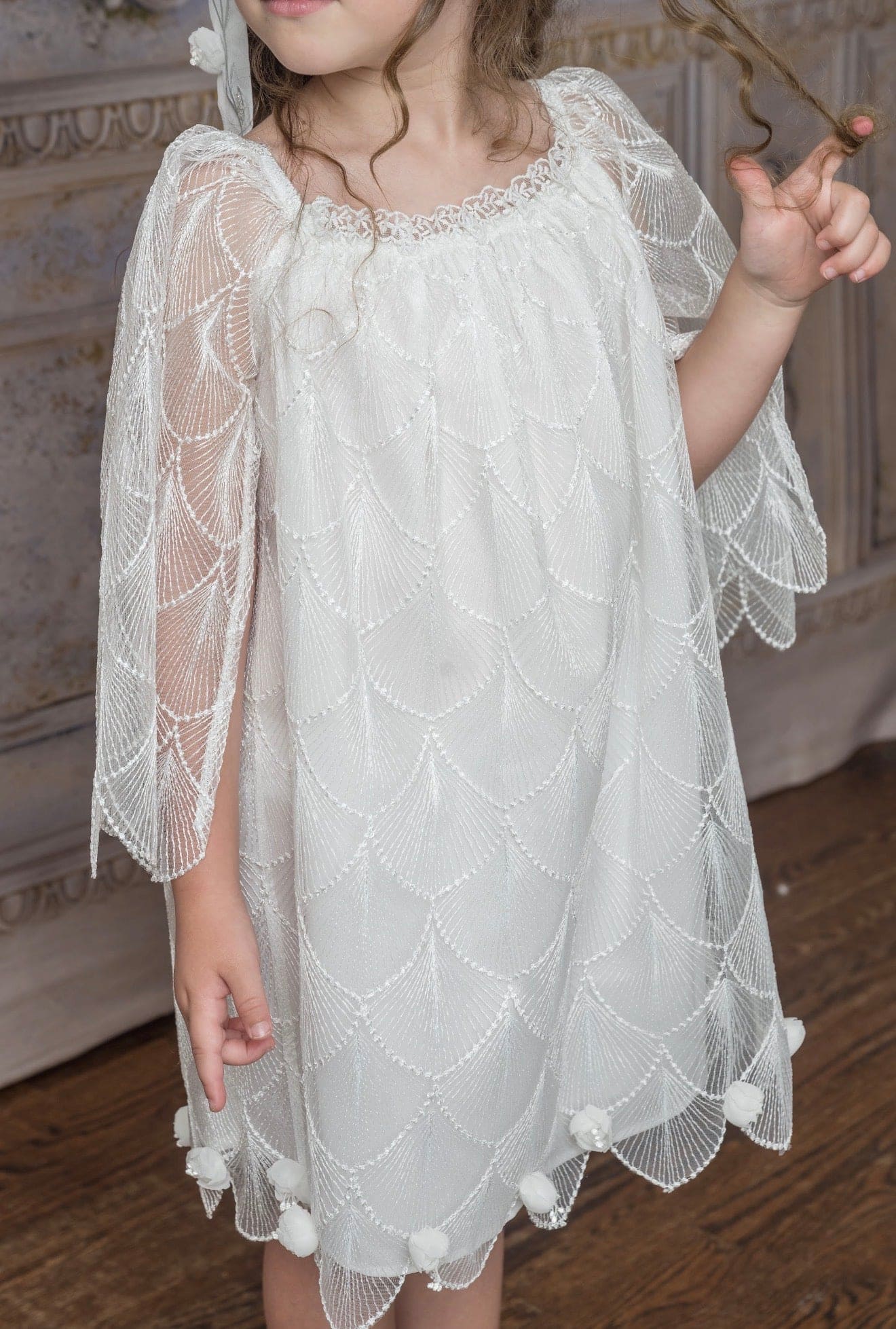 Faith White Scallop Dress