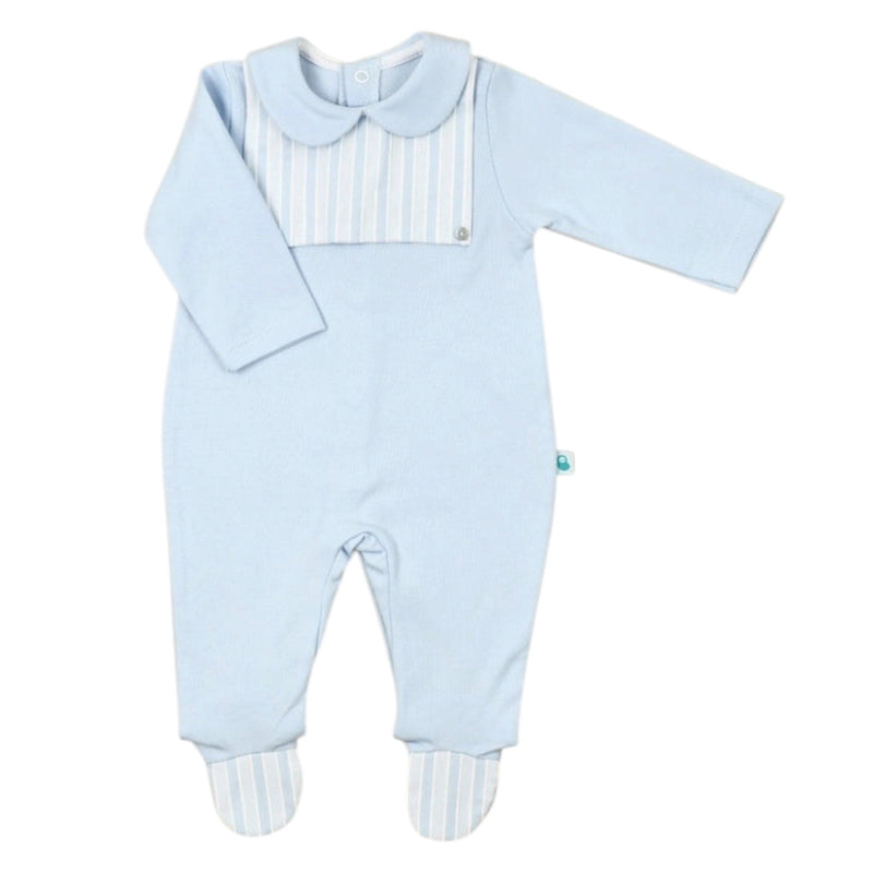 Brushed Baby Blue Cotton Babygrow