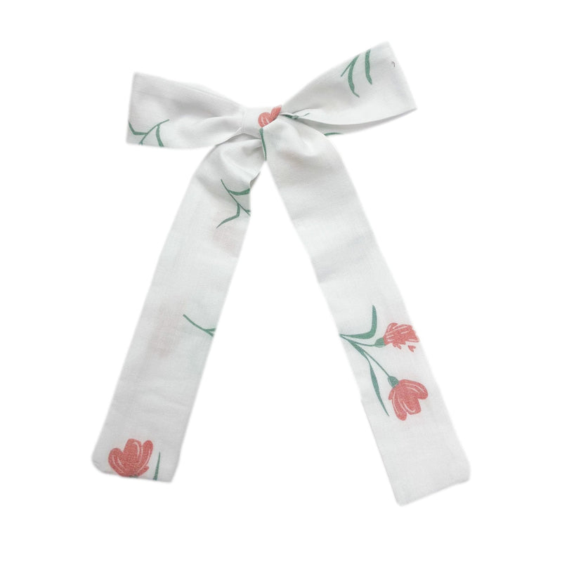 Tulip Print Cotton Hair Bow