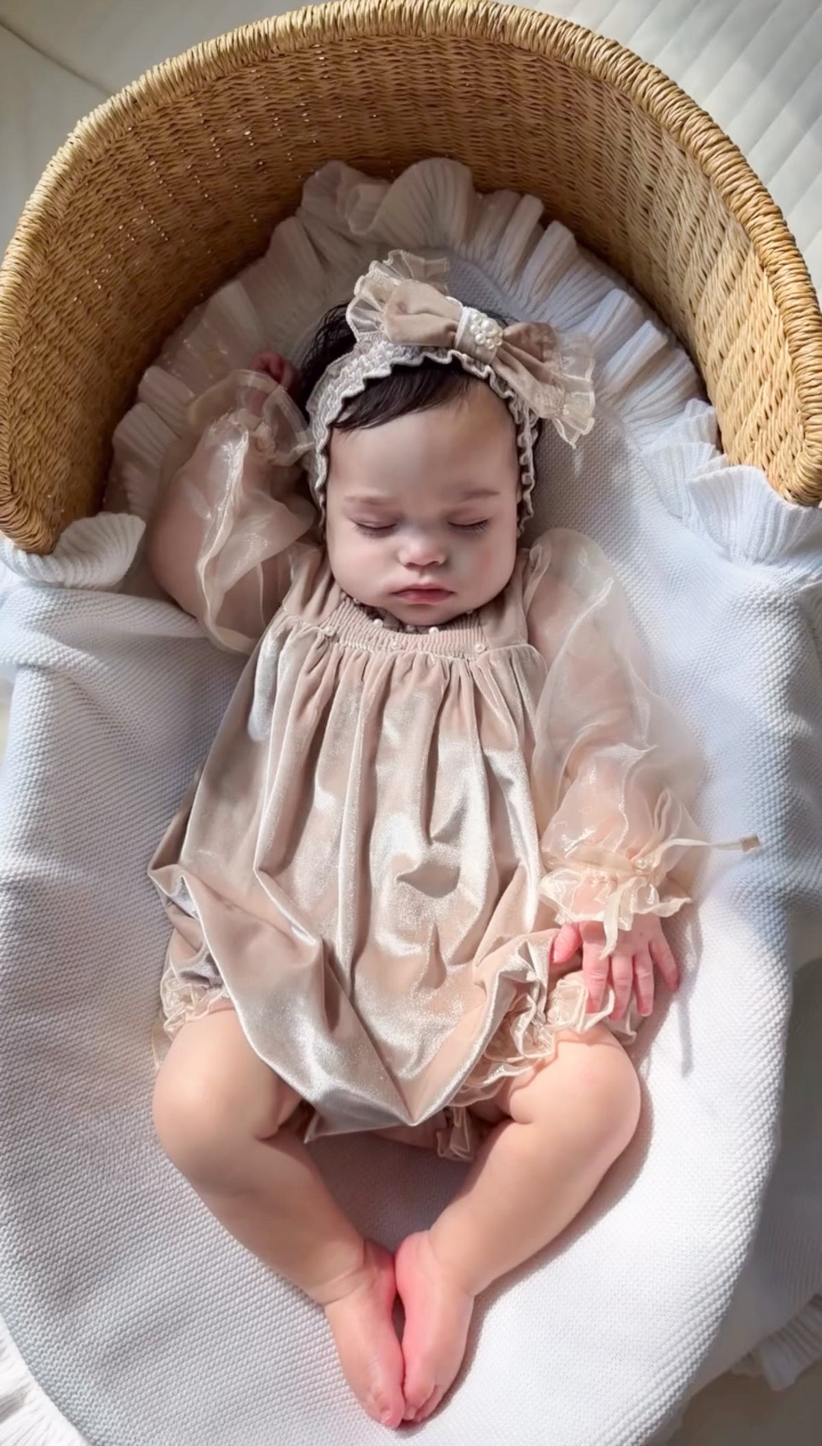 Helena Beige Velour Baby Headband