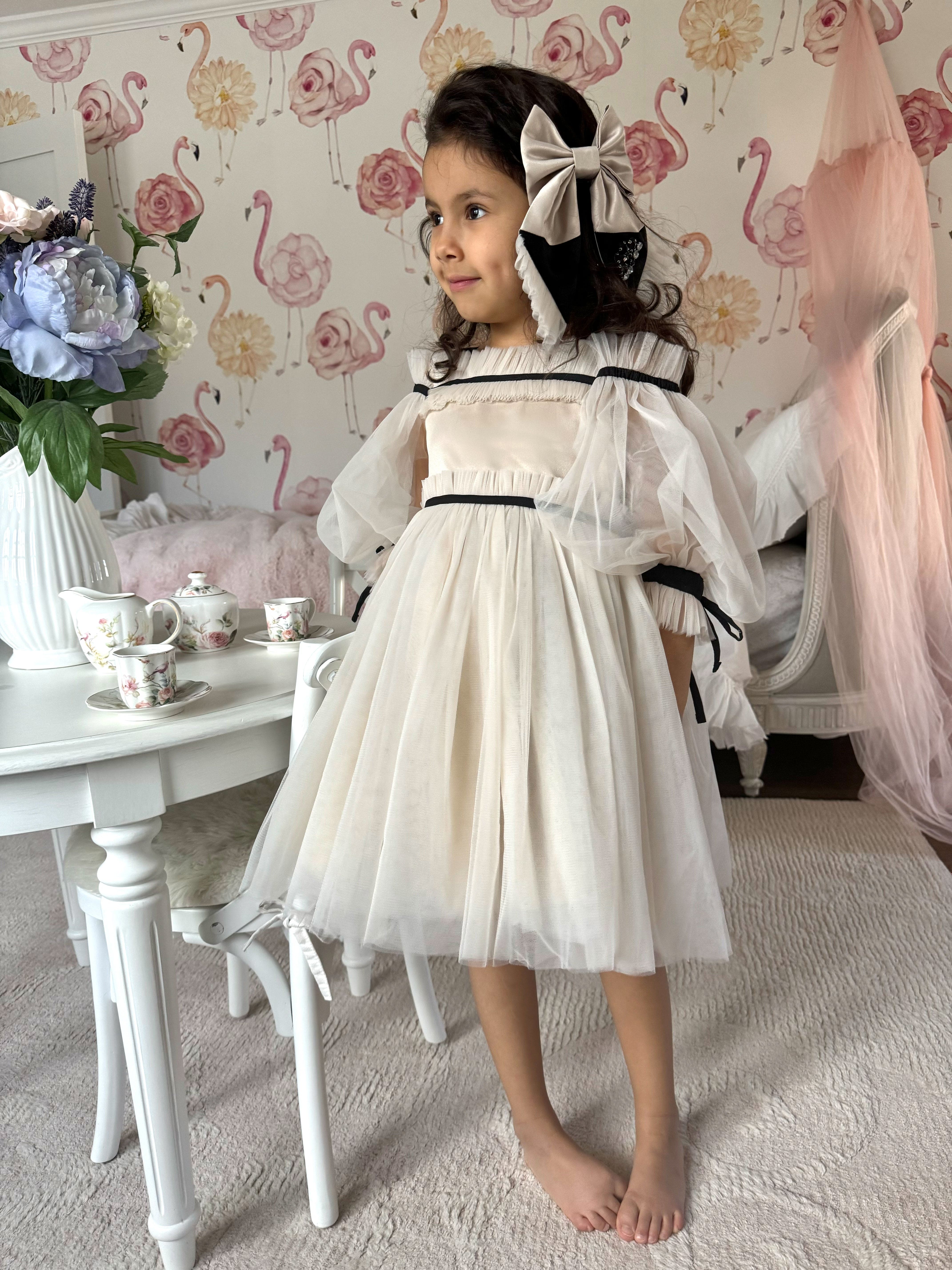 Coco-Caramel Tulle Dress - Petite Maison Kids