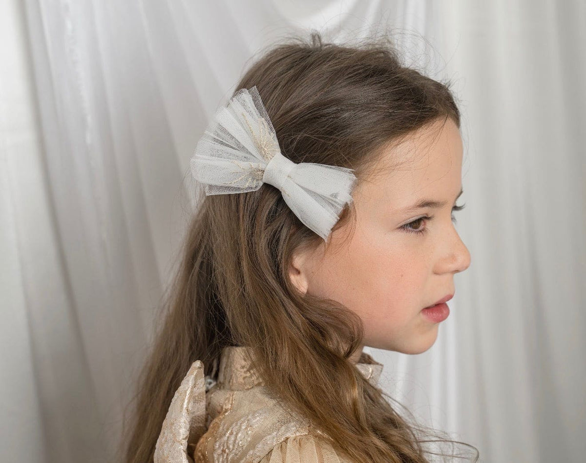Star Tulle Embroidered Bow Hair Clips