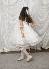 Savannah White Tulle Buckle Dress