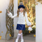 White Cableknit Faux Fur Cotton Cardigan