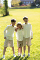 Ashton Beige and White Linen Top and Shorts Set