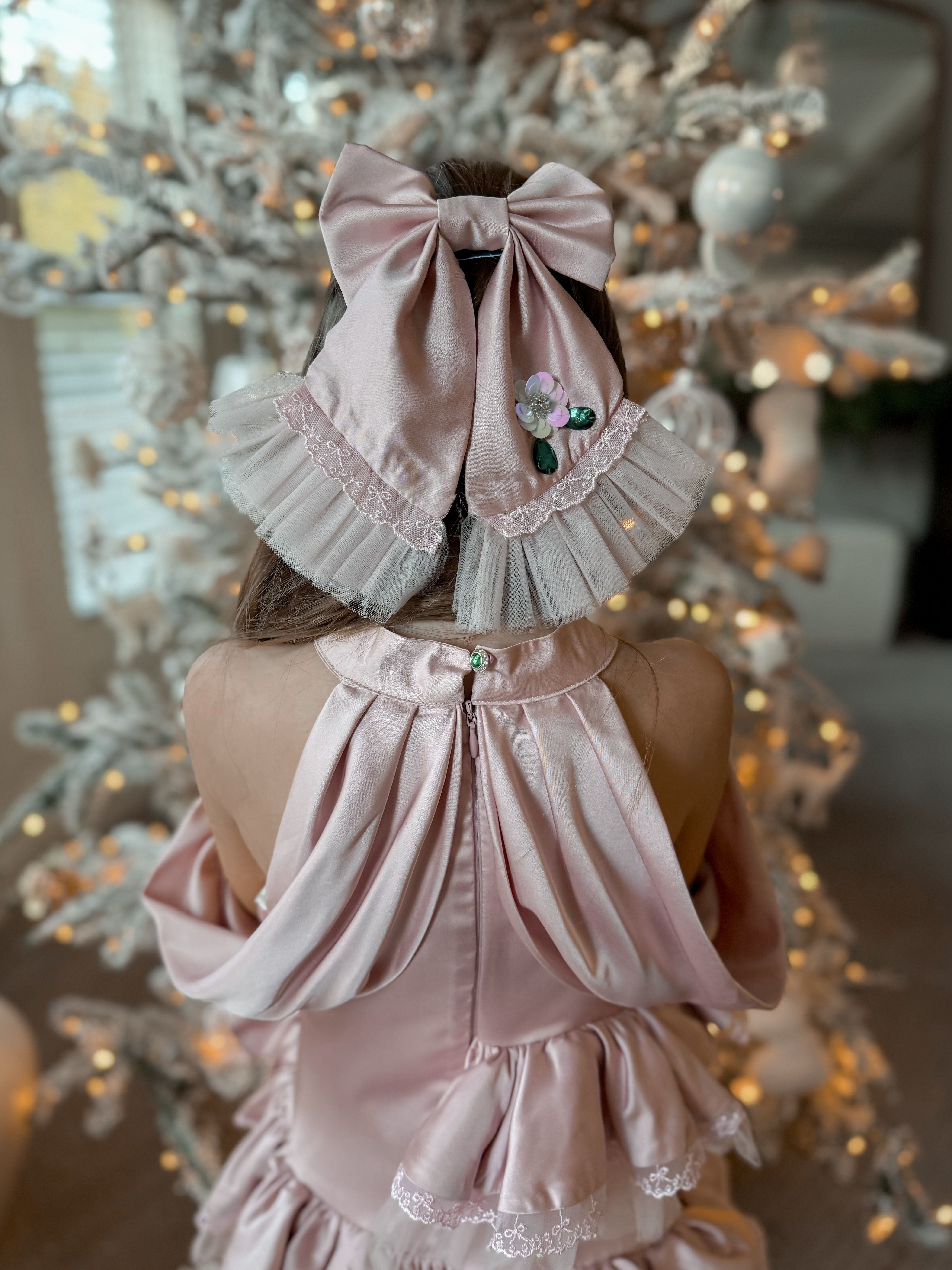 Pink Satin Ballerina Hair Bow