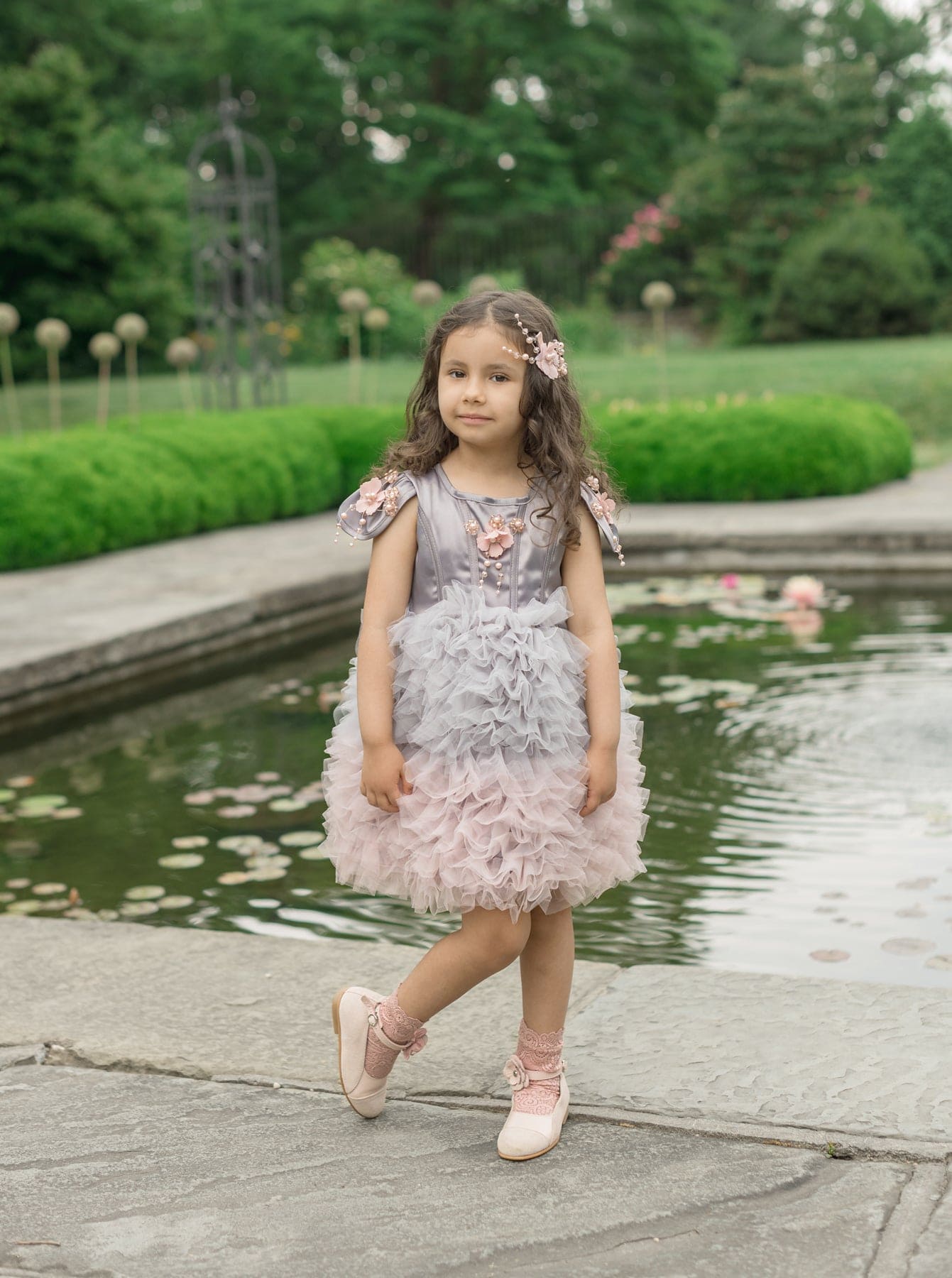 Mia Grey and Pink Ombré Cupcake Tulle Dress