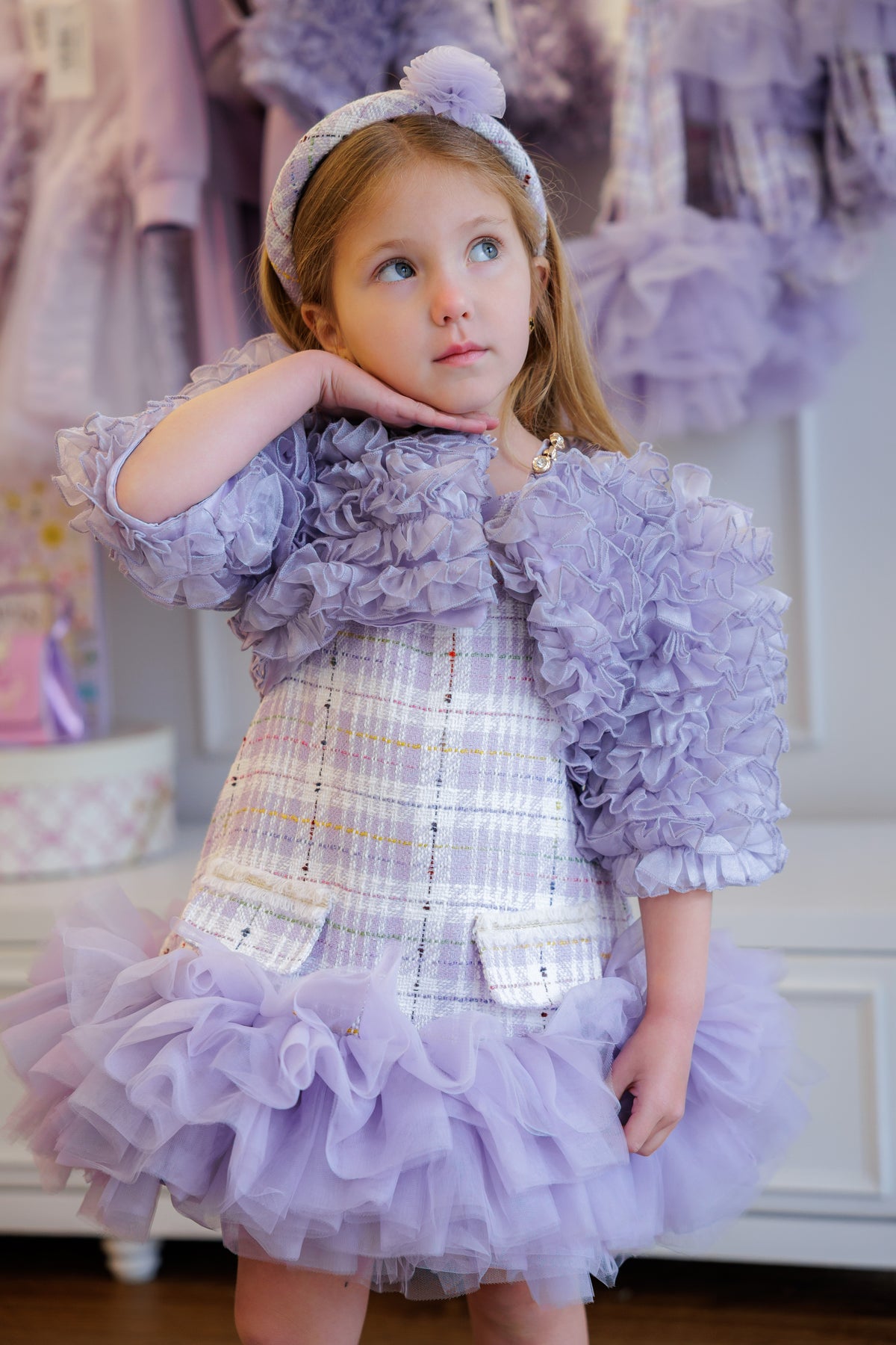 Violet Organza Ruffle Bolero Jacket