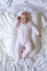 Pink Spanish Lace Knit Babygrow