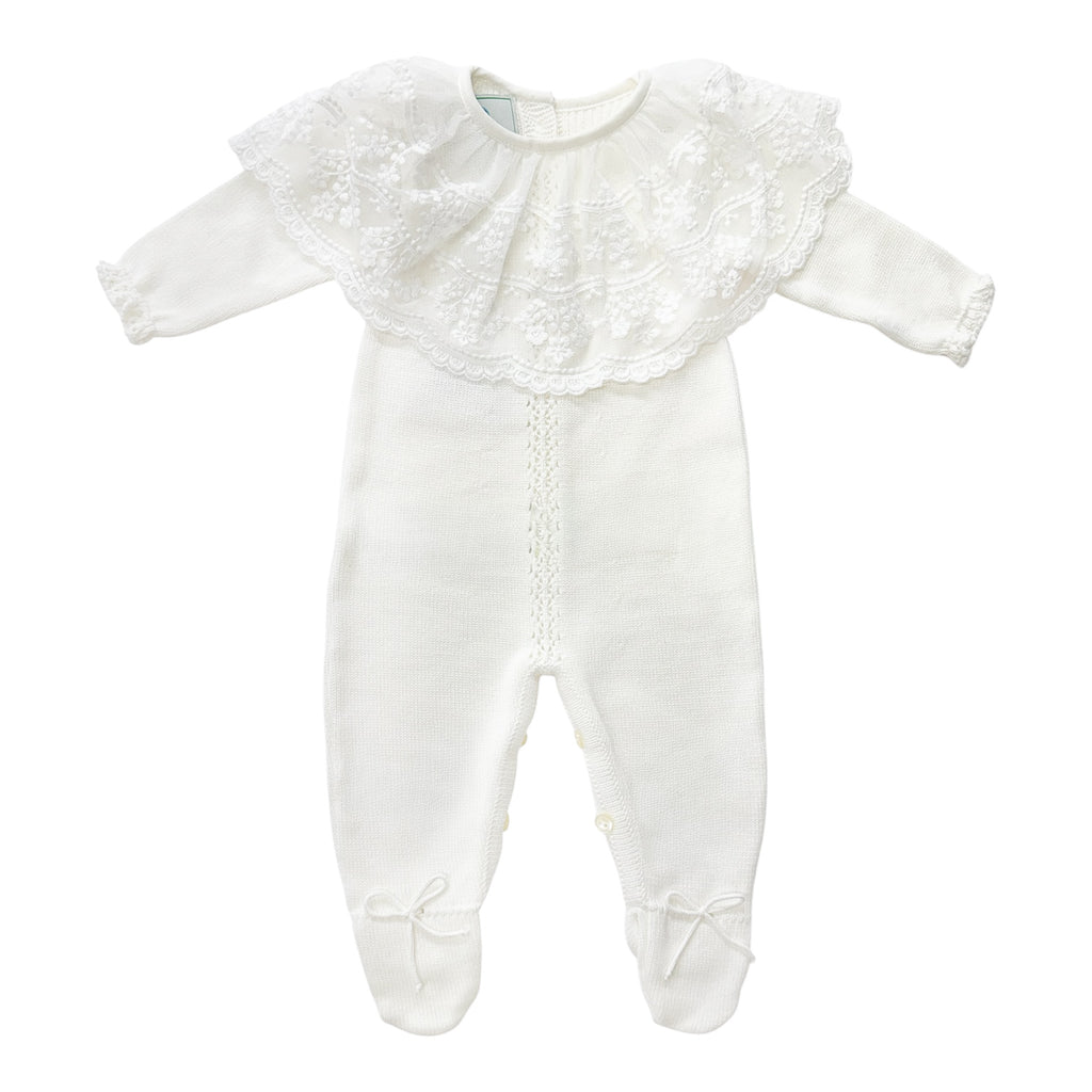 Ivory Spanish Lace Knit Babygrow