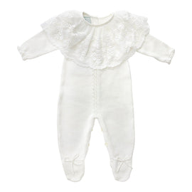 Ivory Spanish Lace Knit Babygrow