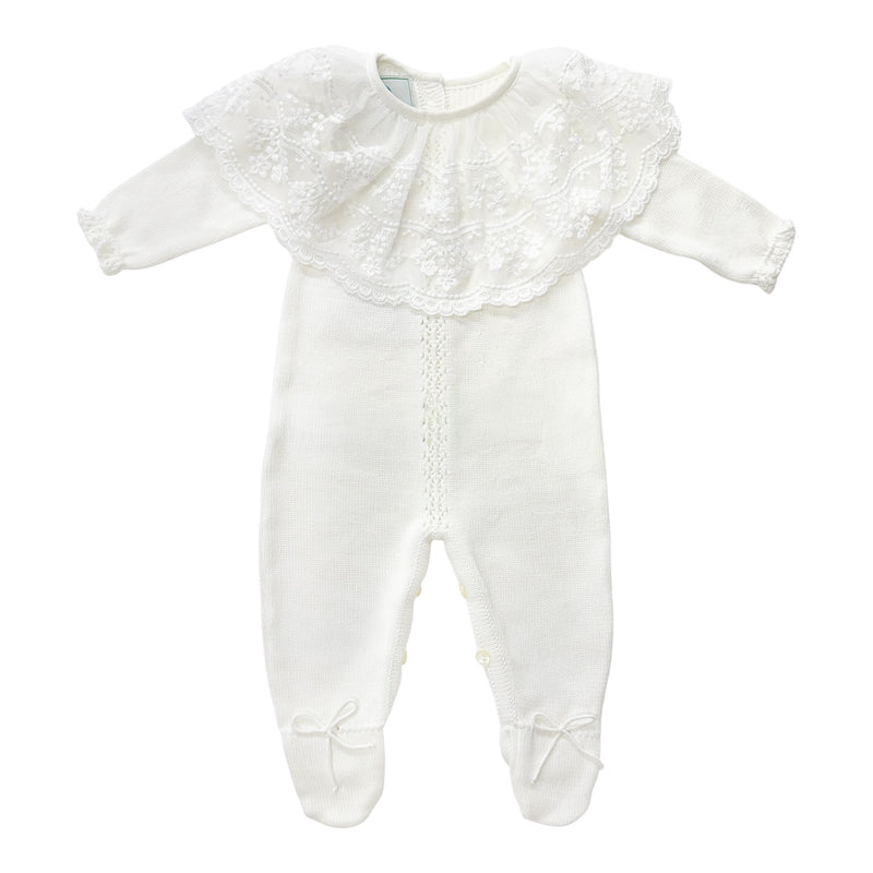 Ivory Spanish Lace Knit Babygrow