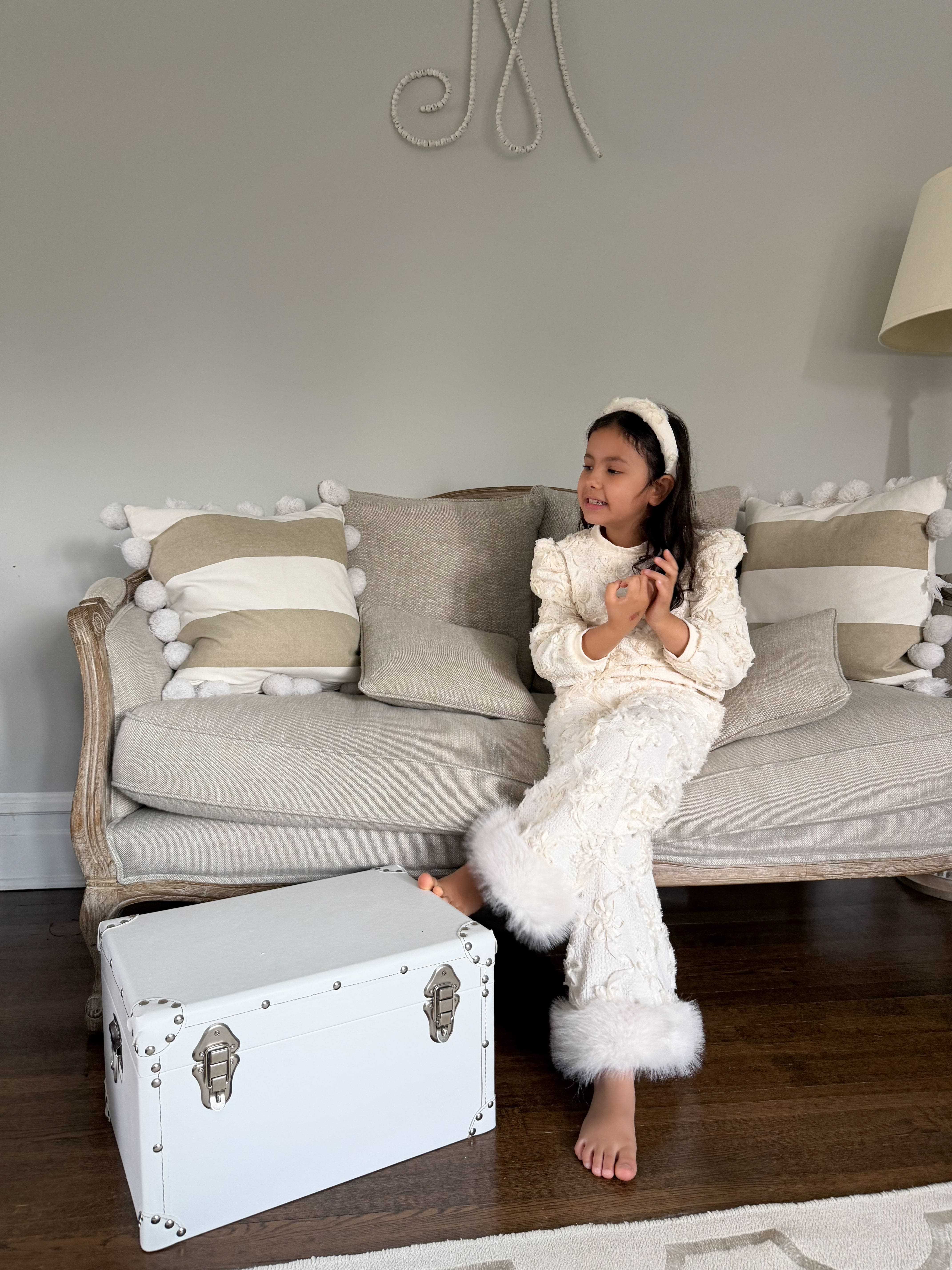 Ava Ivory Flower Wide Leg Pants