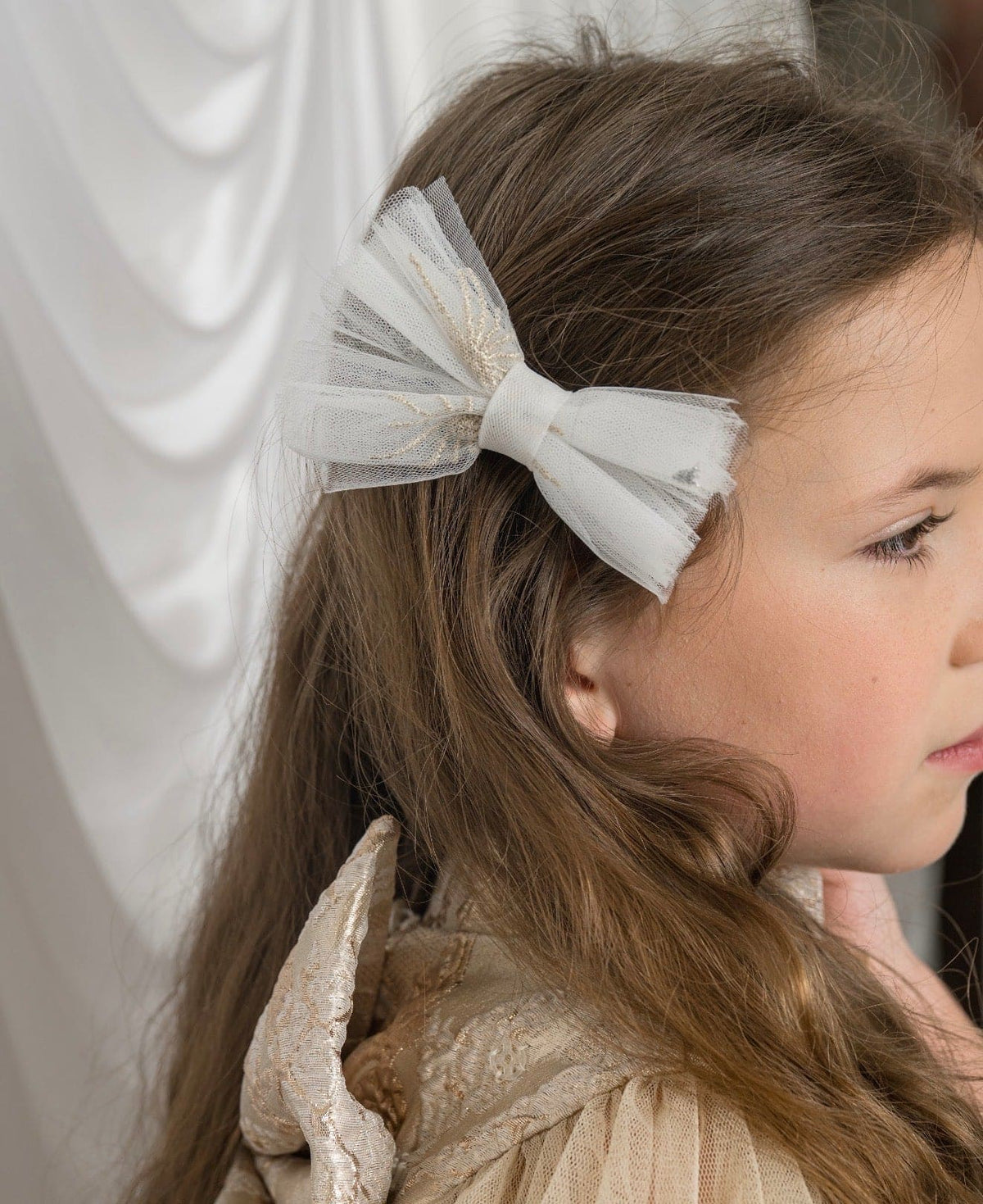 Star Tulle Embroidered Bow Hair Clips