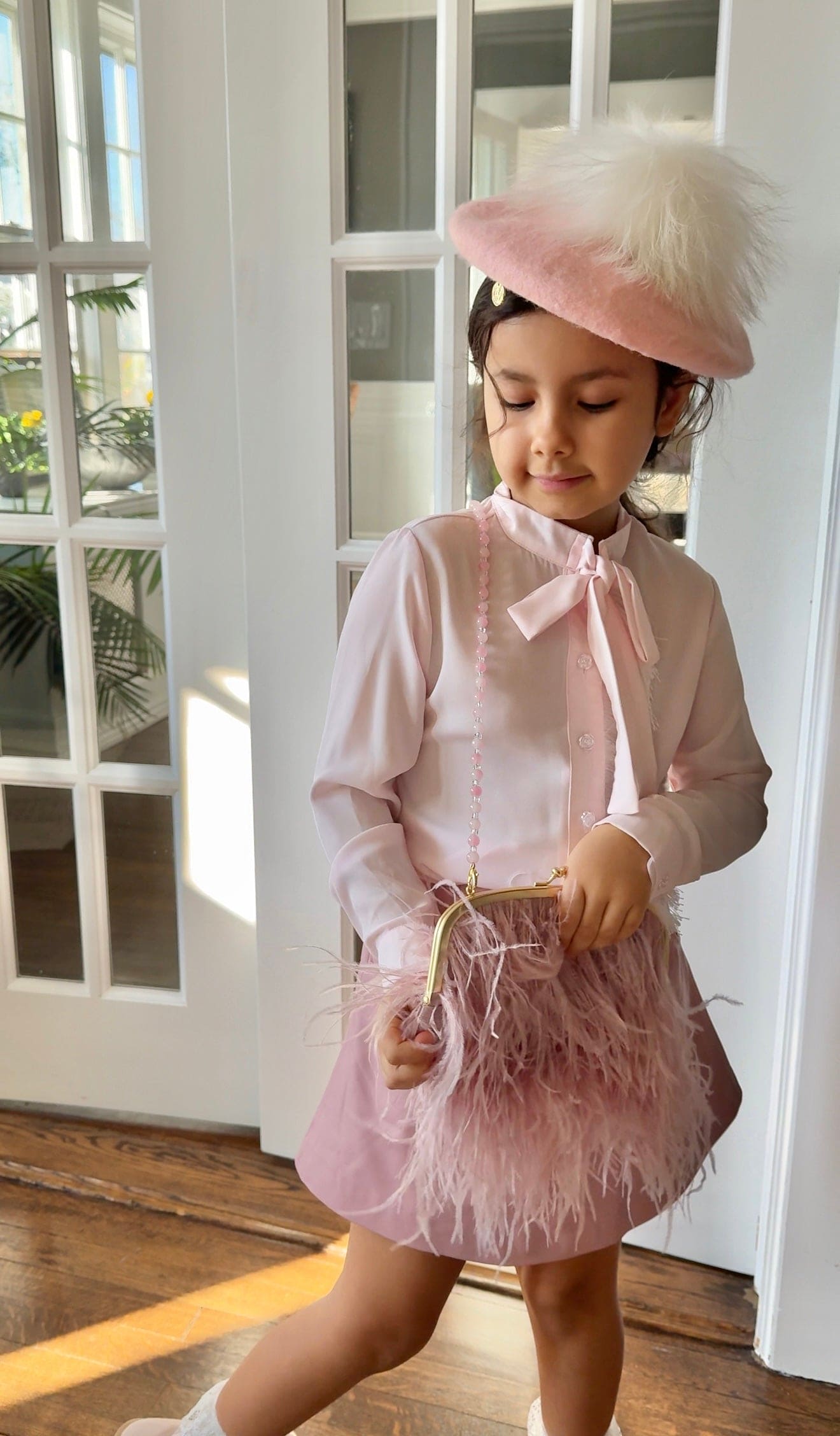 Pink Crepe Fringe Blouse