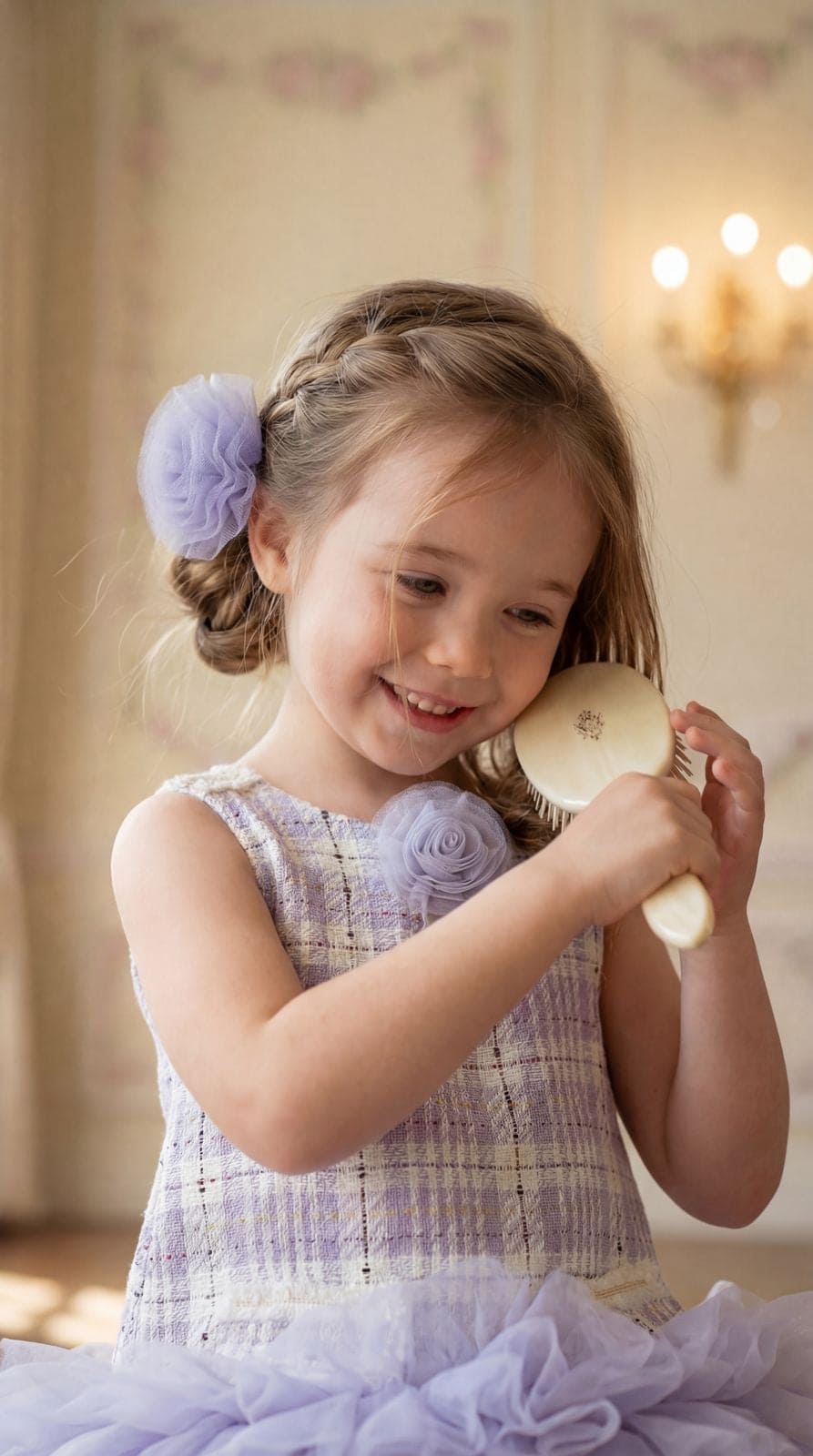 Violet Tulle Flower Hair Clip