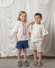 White Linen Boys' Mandarin Collar Top