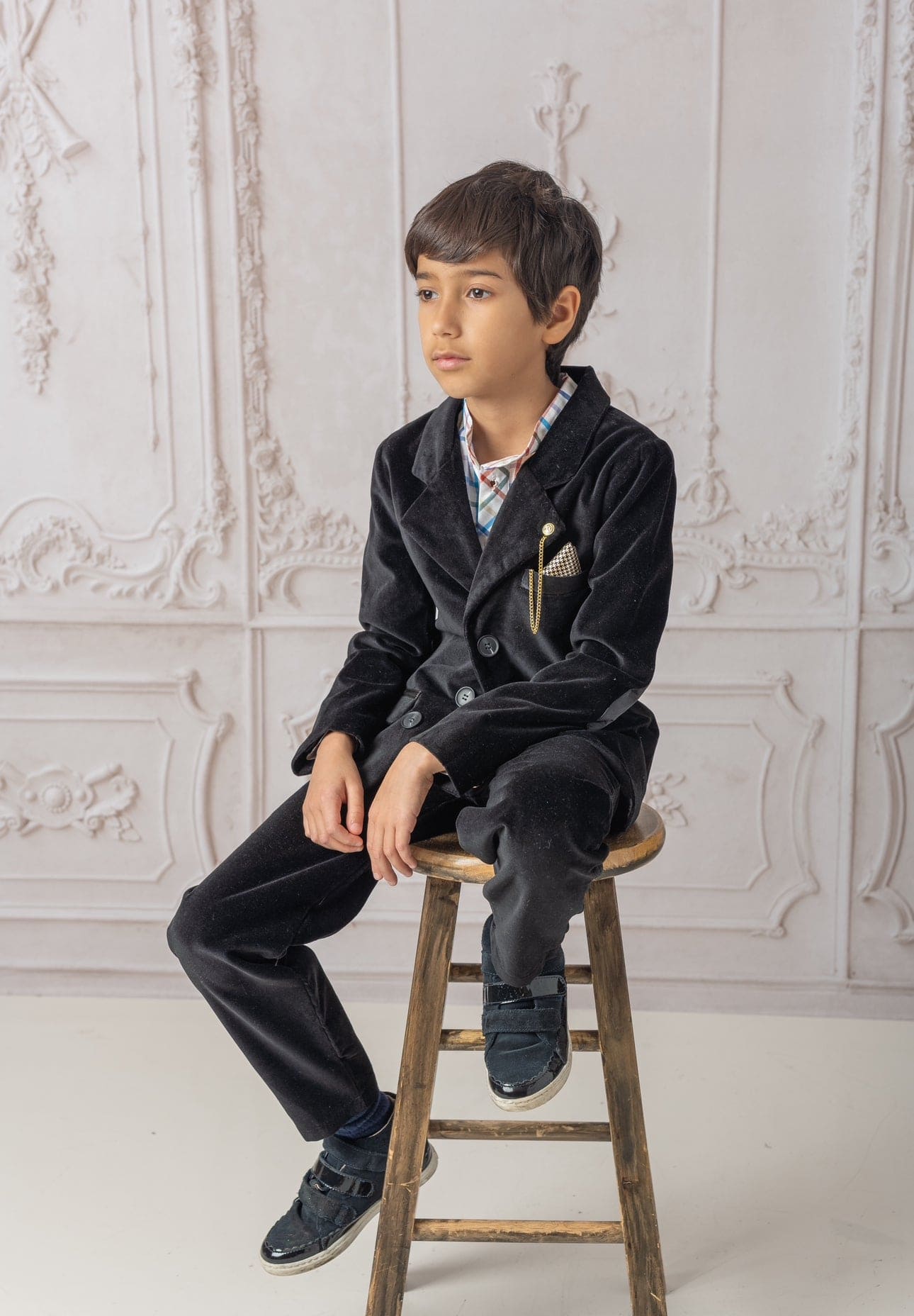 Charlie Black Velour Boy's Blazer