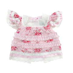 Amelia Pink Flower Print Short Sleeve Top