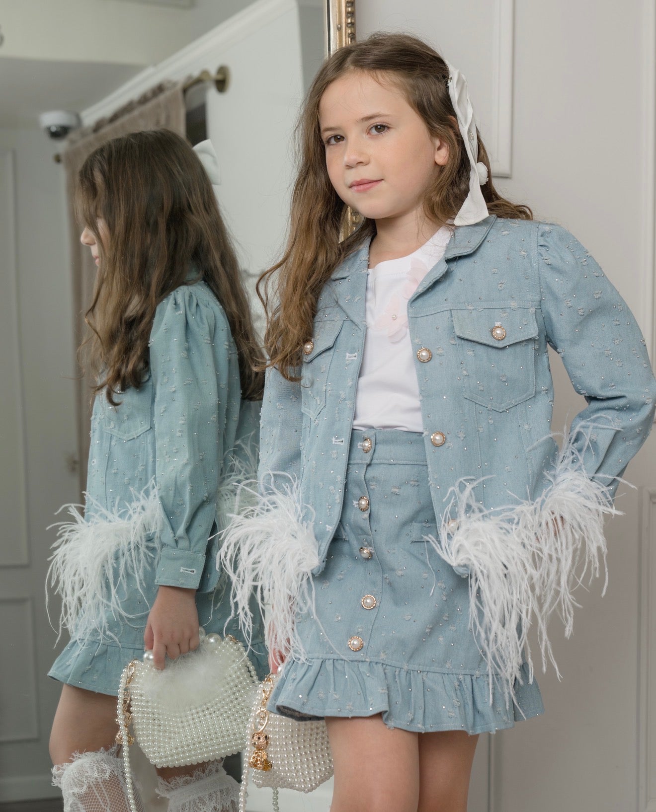 Sparkle Jeans Ostrich Feather Jacket