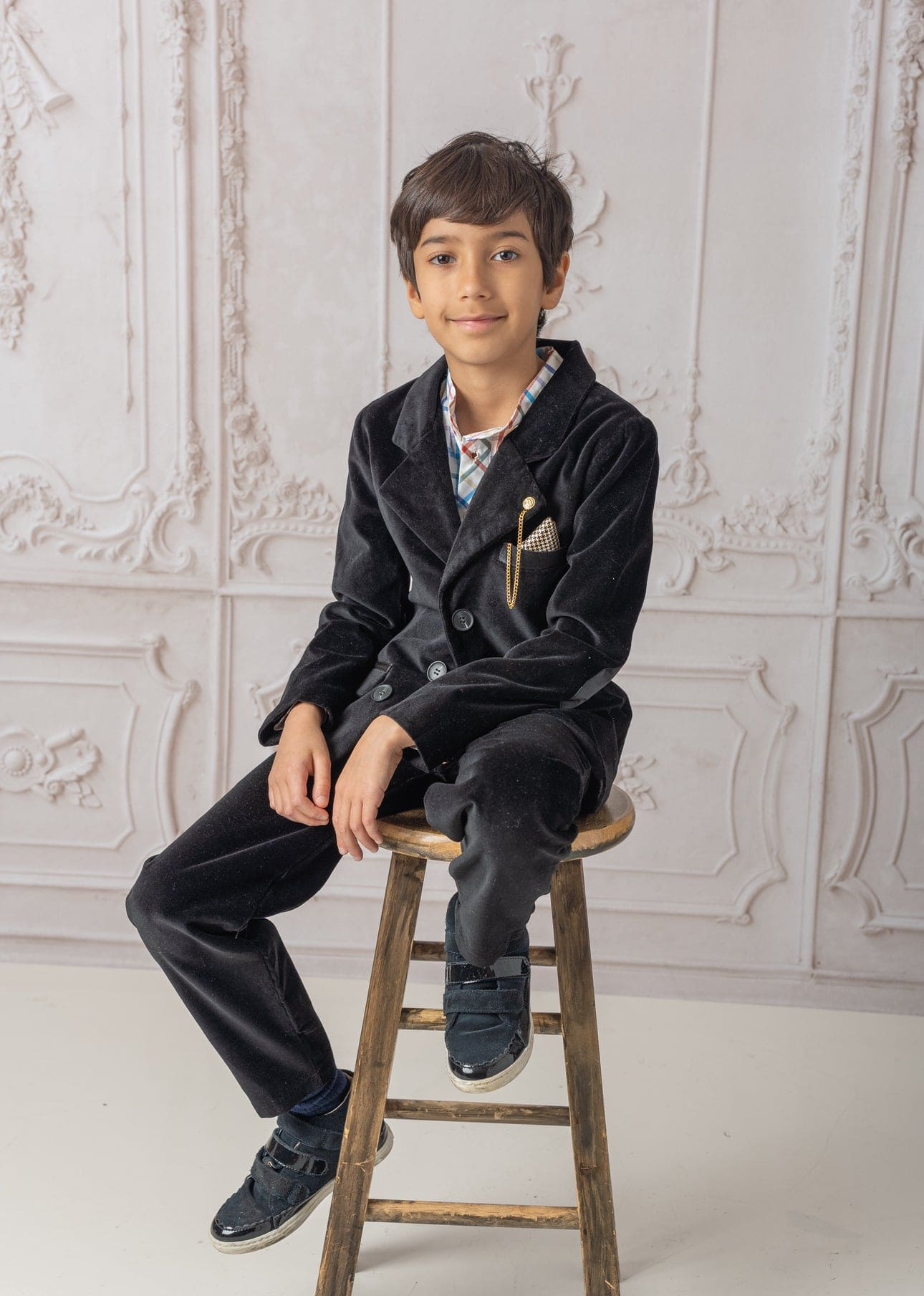 Charlie Black Velour Boy's Blazer